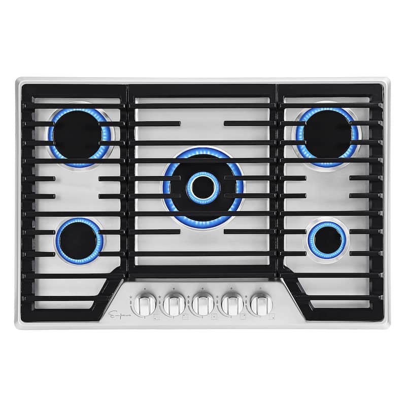 30" Builtin 5 Burners Stainless Steel Gas Cooktop LPG Convertible